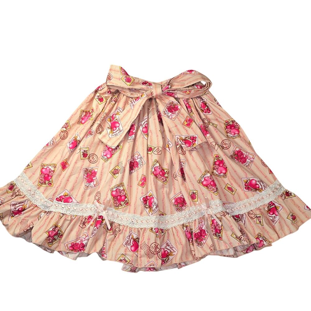 Coquette Cottagecore Pink Heart Valentine Skirt Body Line Size Small